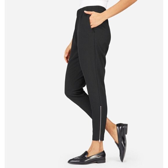 Everlane Black Japanese Geoweave Zip Hem Dress Casual Pants 10 - Picture 1 of 5